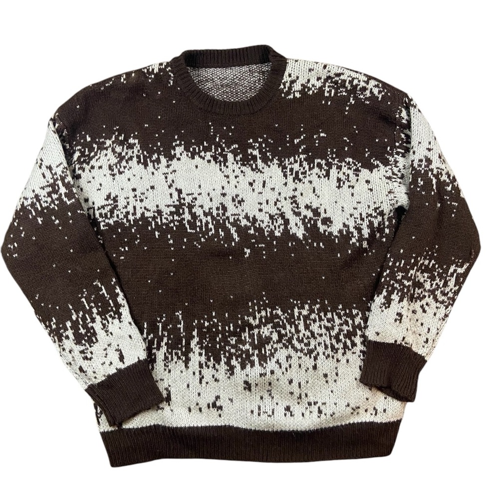 Men's Brown and White Sweater
